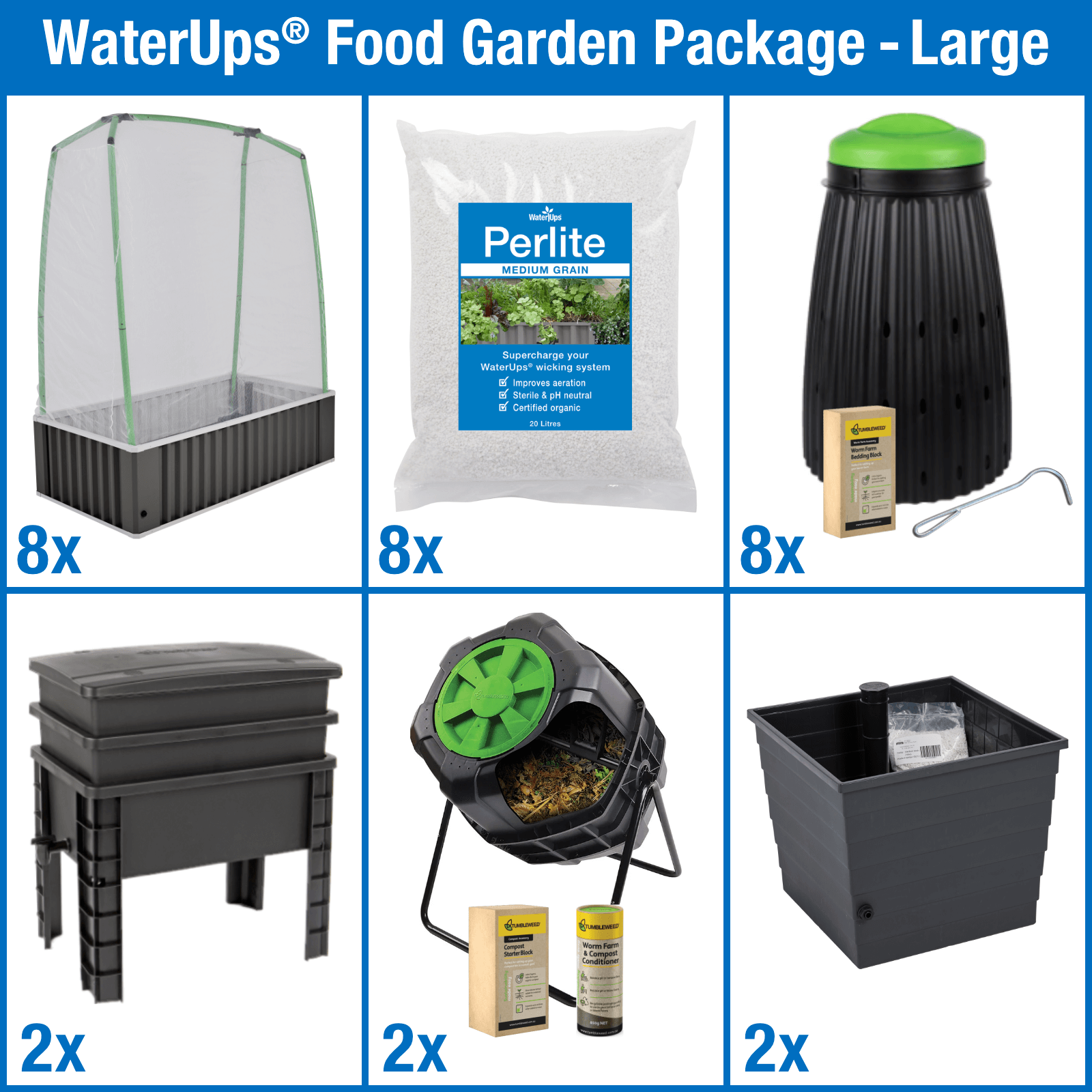 Sustainable food gardens are possible with WaterUps Food Garden Kits - ideal for home gardeners, hotel gardeners, school and community gardeners