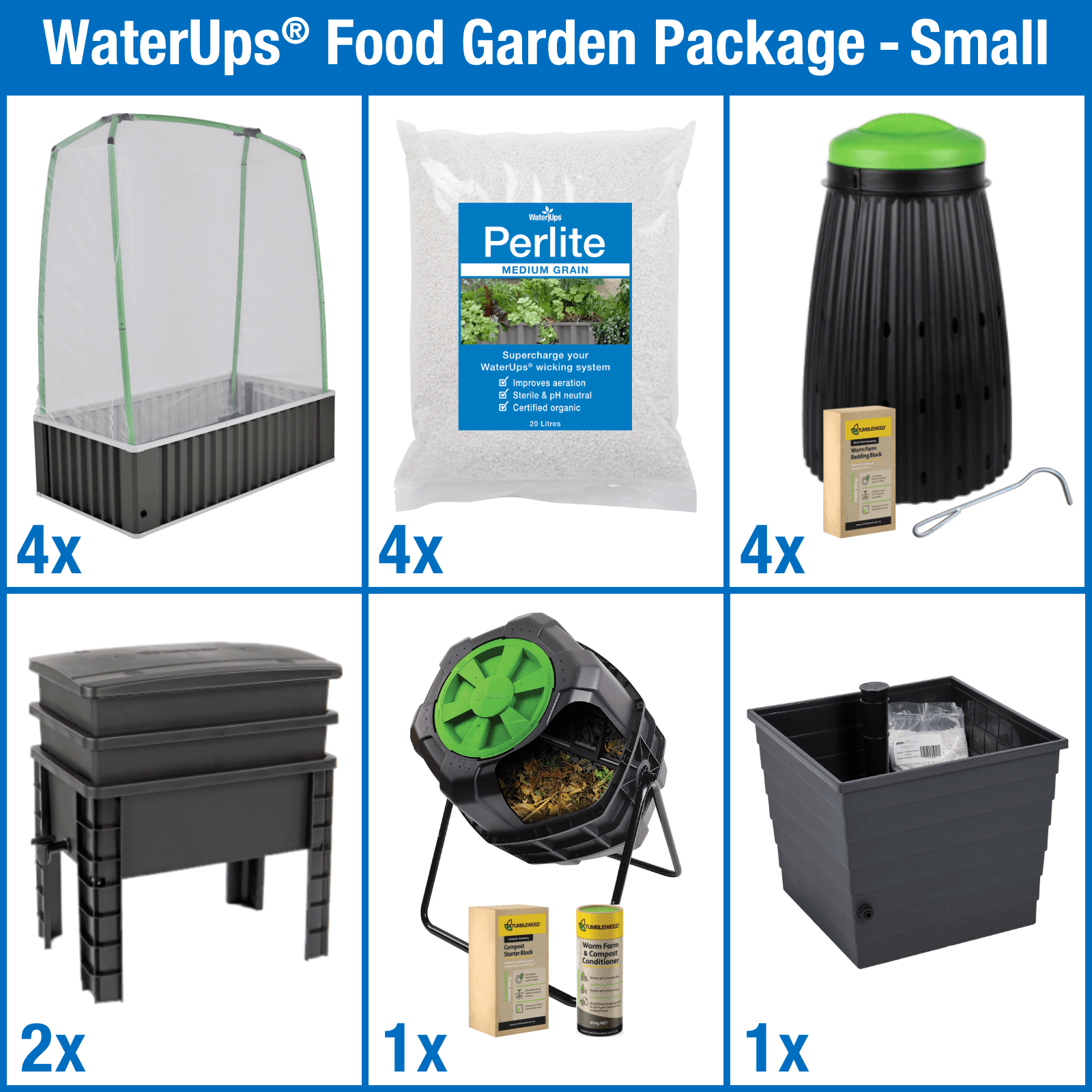 Sustainable food gardens are possible with WaterUps Food Garden Kits - ideal for home gardeners, hotel gardeners, school and community gardeners